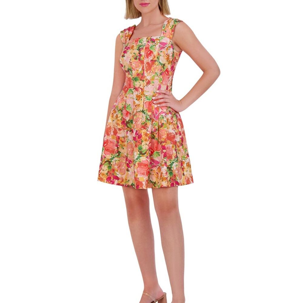 Vince Camuto Fit & Flare Dress Pink & Yellow Floral- Size 6 NWT